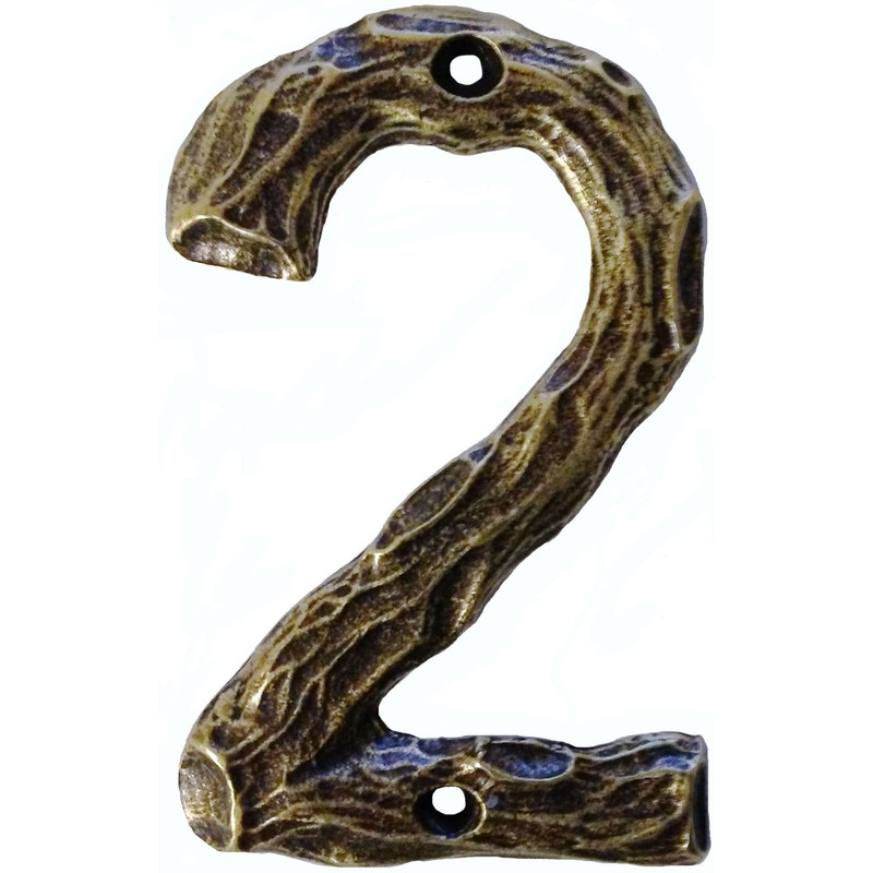 LHN2-AB Log House Number 2, Antique Brass, 1 piece